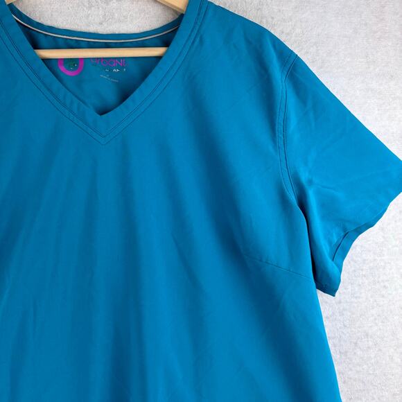 Urbane Performance Scrub Top Women's XL Teal Blue V Neck Medical Uniform Nurse - Picture 6 of 11